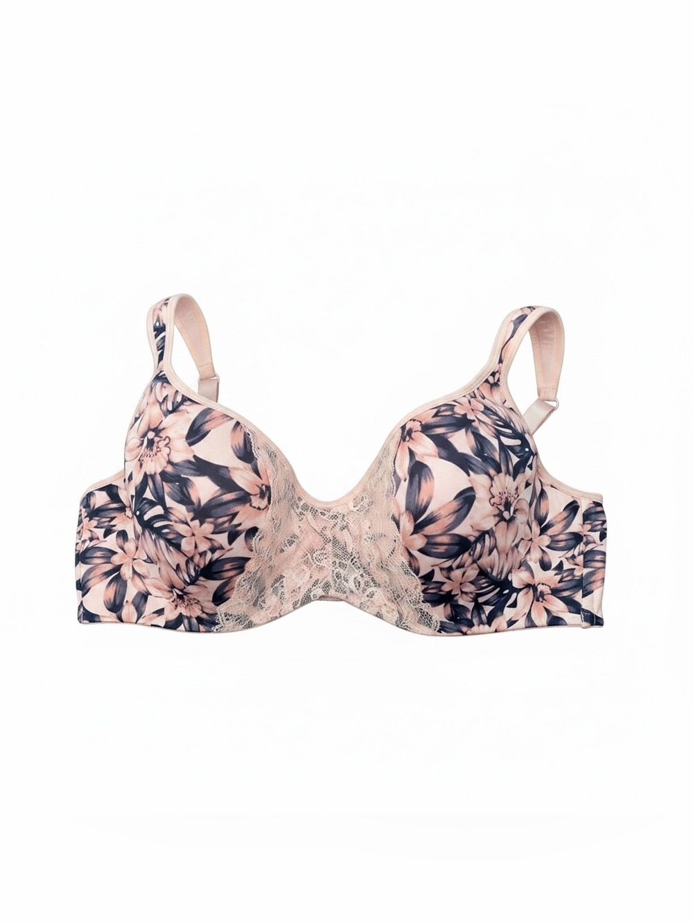 Jessica Simpson Pink and Navy Floral Lace Underwire Bra